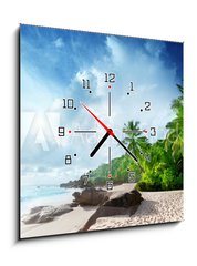 Obraz s hodinami 1D - 50 x 50 cm F_F64554088 - sunset on Seychelles beach