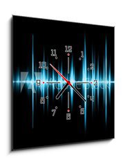 Obraz s hodinami 1D - 50 x 50 cm F_F6525764 - Graphic of a digital sound on black bottom - Grafika digitálního zvuku na černém spodku