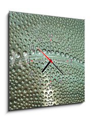Obraz s hodinami 1D - 50 x 50 cm F_F65581429 - waterdrops - kapky vody