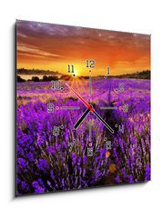 Obraz s hodinami 1D - 50 x 50 cm F_F66255723 - Lavender - Levandule