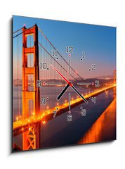 Obraz s hodinami   Golden Gate Bridge, 50 x 50 cm
