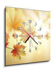 Obraz s hodinami 1D - 50 x 50 cm F_F66663515 - Autumn leaves - Podzimní listí