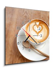 Obraz s hodinami 1D - 50 x 50 cm F_F67261349 - Cup of latte coffee