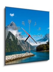 Obraz s hodinami 1D - 50 x 50 cm F_F67389392 - Milford Sound