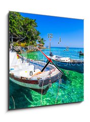 Obraz s hodinami   boat at islas de rosario colombia, 50 x 50 cm