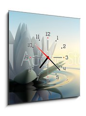 Obraz s hodinami   Lotusblte im See, 50 x 50 cm