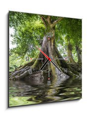 Obraz s hodinami   big old tree and a river, 50 x 50 cm