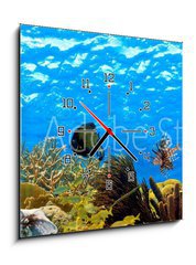 Obraz s hodinami   underwater panorama of a tropical reef in the caribbean, 50 x 50 cm