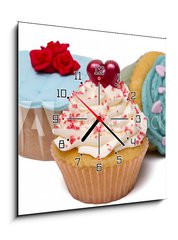 Obraz s hodinami 1D - 50 x 50 cm F_F68650836 - original and creative cupcake designs - originální a kreativní design košíčku