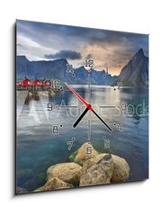 Obraz s hodinami 1D - 50 x 50 cm F_F68677721 - Lofoten Islands.