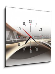 Obraz s hodinami   fale abstrakcja, 50 x 50 cm