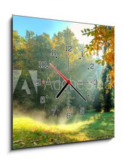 Obraz s hodinami   Beautiful autumn tree with fallen dry leaves, 50 x 50 cm