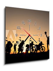 Obraz s hodinami 1D - 50 x 50 cm F_F69083820 - motorsiklet tak m