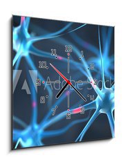 Obraz s hodinami 1D - 50 x 50 cm F_F69442433 - Neurons in the brain - Neurony v mozku