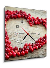 Obraz s hodinami 1D - 50 x 50 cm F_F69731363 - heart shape of fresh berries - tvar srdce erstvch bobul