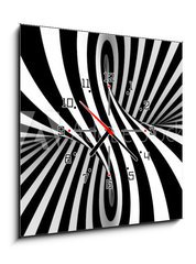 Obraz s hodinami 1D - 50 x 50 cm F_F69748661 - Black and white abstract - Černá a bílá abstraktní