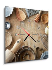 Obraz s hodinami   kitchen utensil, 50 x 50 cm
