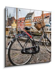 Obraz s hodinami 1D - 50 x 50 cm F_F69979164 - Classic vintage retro city bicycle in Copenhagen, Denmark