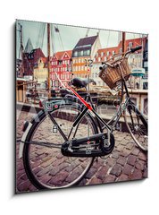 Obraz s hodinami 1D - 50 x 50 cm F_F69979170 - Classic vintage retro city bicycle in Copenhagen, Denmark