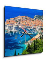 Obraz s hodinami 1D - 50 x 50 cm F_F71208436 - A panoramic view of the walled city, Dubrovnik Croatia
