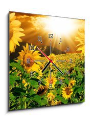 Obraz s hodinami 1D - 50 x 50 cm F_F7160083 - Sunflowers