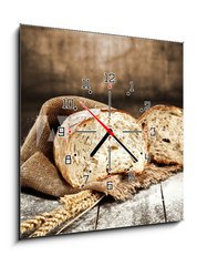 Obraz s hodinami 1D - 50 x 50 cm F_F71605987 - bread - chléb