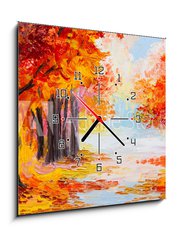 Obraz s hodinami 1D - 50 x 50 cm F_F71850437 - Oil painting landscape - colorful autumn forest