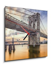 Obraz s hodinami   Brooklyn Bridge over the East River in New York City, 50 x 50 cm