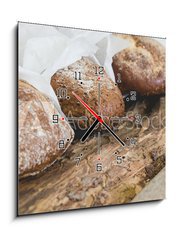 Obraz s hodinami 1D - 50 x 50 cm F_F72205297 - Delicious bread on the table