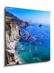 Obraz s hodinami 1D - 50 x 50 cm F_F72234211 - california coast - Kalifornie pobřeží