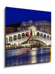 Obraz s hodinami 1D - 50 x 50 cm F_F73248153 - Night view of Rialto bridge and Grand Canal in Venice. Italy