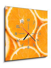 Obraz s hodinami   background of orange slices, 50 x 50 cm