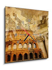 Obraz s hodinami 1D - 50 x 50 cm F_F74103258 - great Roman empire - conceptual collage in retro style