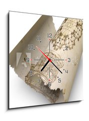 Obraz s hodinami 1D - 50 x 50 cm F_F74160132 - Carta pergamena papiro disegni antichi