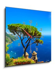 Obraz s hodinami 1D - 50 x 50 cm F_F74374074 - Summer landscape and ornamental garden,Ravello,Amalfi,Italy