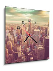 Obraz s hodinami 1D - 50 x 50 cm F_F74609709 - Manhattan with vintage tone - Manhattan s vintage tónem