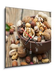 Obraz s hodinami 1D - 50 x 50 cm F_F74930991 - nuts - matice
