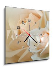 Obraz s hodinami 1D - 50 x 50 cm F_F754287 - zwei wei e rosen - dvě bílé růže