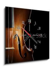 Obraz s hodinami 1D - 50 x 50 cm F_F75616379 - Violin orchestra musical instruments - Hudební nástroje houslového orchestru