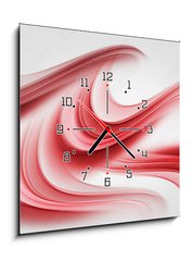 Obraz s hodinami 1D - 50 x 50 cm F_F75959567 - Elegant Red Waves