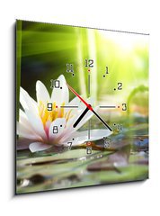 Obraz s hodinami 1D - 50 x 50 cm F_F76650282 - lotus flower