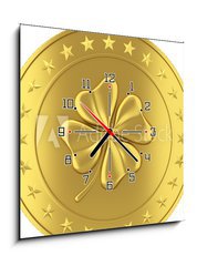 Obraz s hodinami 1D - 50 x 50 cm F_F77835665 - Coin with clover