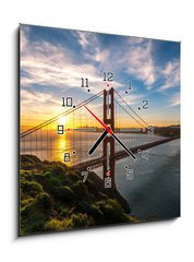 Obraz s hodinami 1D - 50 x 50 cm F_F78121192 - Golden Gate Bridge in San Francisco sunrise