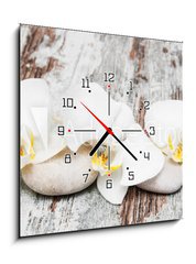 Obraz s hodinami 1D - 50 x 50 cm F_F78194063 - beautiful orchid with stones