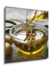 Obraz s hodinami 1D - 50 x 50 cm F_F78245730 - Olive oil