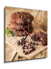 Obraz s hodinami 1D - 50 x 50 cm F_F78546339 - Double chocolate chip cookies - Dvojité čokoládové cookie