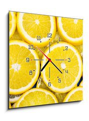 Obraz s hodinami 1D - 50 x 50 cm F_F79134389 - Lemon slices background