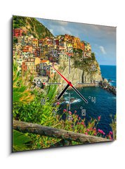 Obraz s hodinami 1D - 50 x 50 cm F_F79379736 - Manarola village on the Cinque Terre coast of Italy,Europe