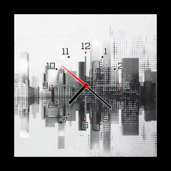 Obraz s hodinami 1D - 50 x 50 cm F_F796484552 - Digital cityscape with dots creating modern urban skyline