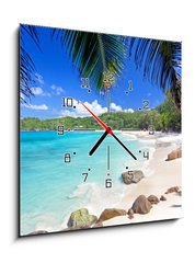 Obraz s hodinami 1D - 50 x 50 cm F_F79777574 - Anse Takamaka - Seychellen